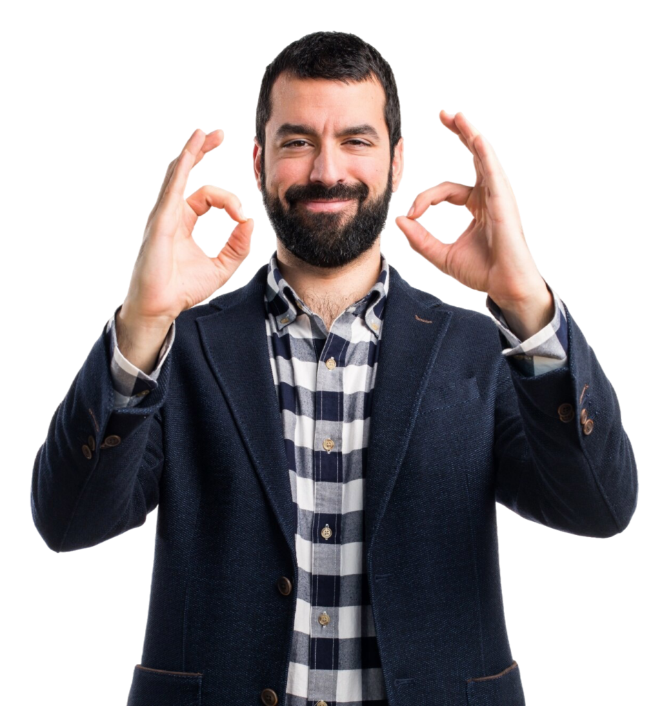 Profesional mostrando gesto de aprobación y confianza